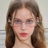 Oval Diamond Studded Glasses Frame Y2k Punk Sunglasses Bling Eyewear UV400 for Women Men Retro Metal Frame