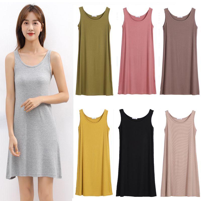 Comfortable Women Loose Midi Dress Long Tank Stretch Casual Sleeveless Design