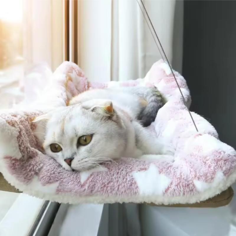 Aerial Pet Bed Hammock for Cats - Hanging Window Seat Climbing Frame Kitten Nest with 20kg Capacity Sunny Nesting Area Cat