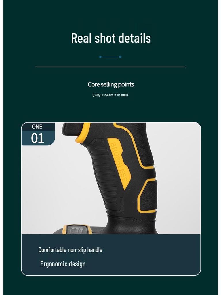 13mm Brushless Cordless Electric Drill - Multifunctional, High-Power Handheld Pistol Drill with Lithium Battery
