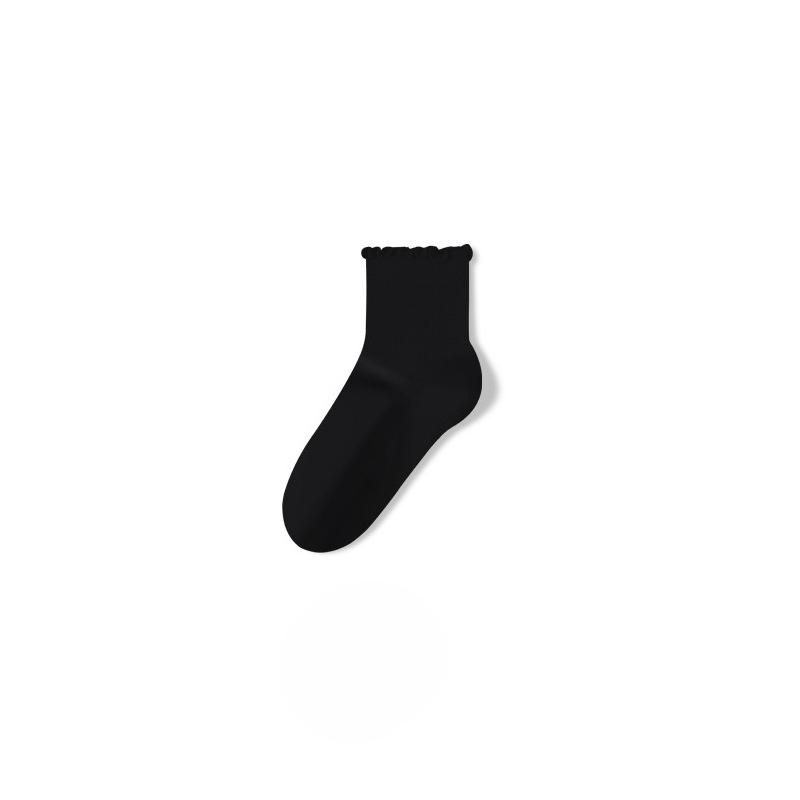 

Женские весенне-осенние однотонные носки-гольфы с грибной отделкой по бокам, антибактериальные, дезодорирующие, мягкие, не сдавливающие ногу 1 pair чёрный