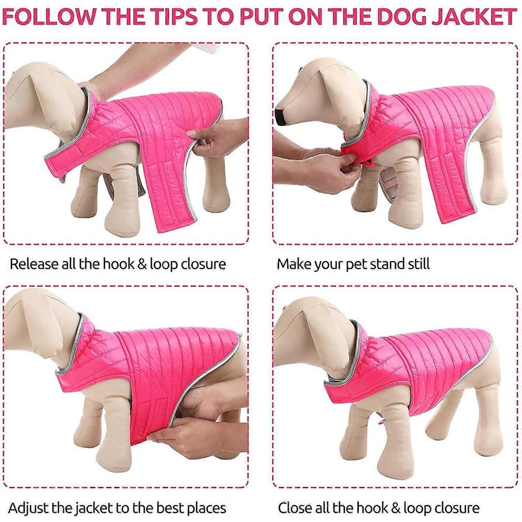 Cold Weather Dog Vest, Adjustable Lightweight Reflective Double-Sided Waterproof Winter Pet Jacket With Leash Holes