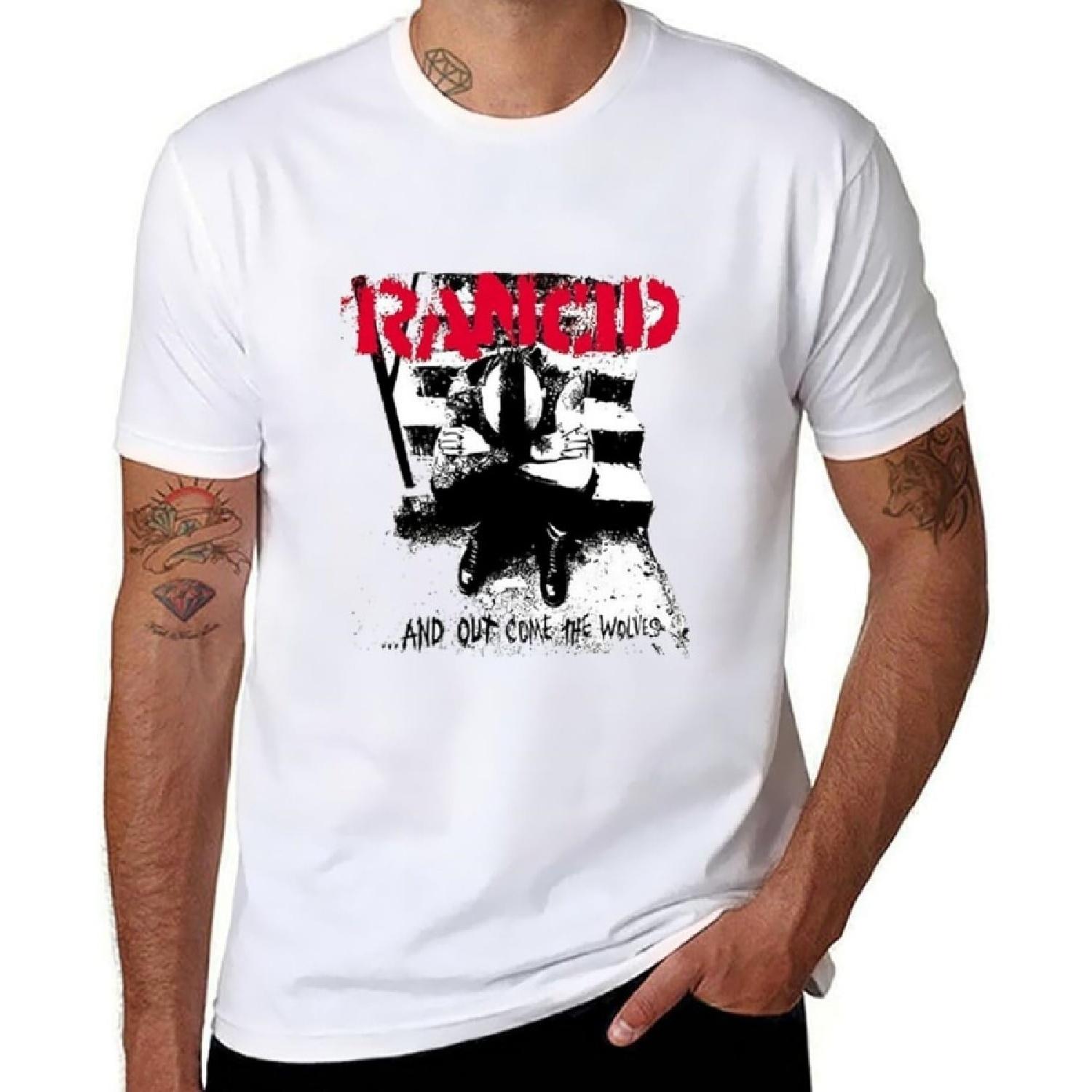 Мужская футболка Hokiis Rancid с коротким рукавом Хлопковая новая футболка Нижнее белье(17) S белый