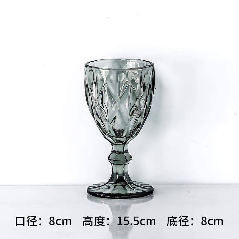 Vintage Colored Goblet, Wine and Water Glass, Machine Pressed, Clear, Blue, Pink, Grey, 1 Piece, 250ml