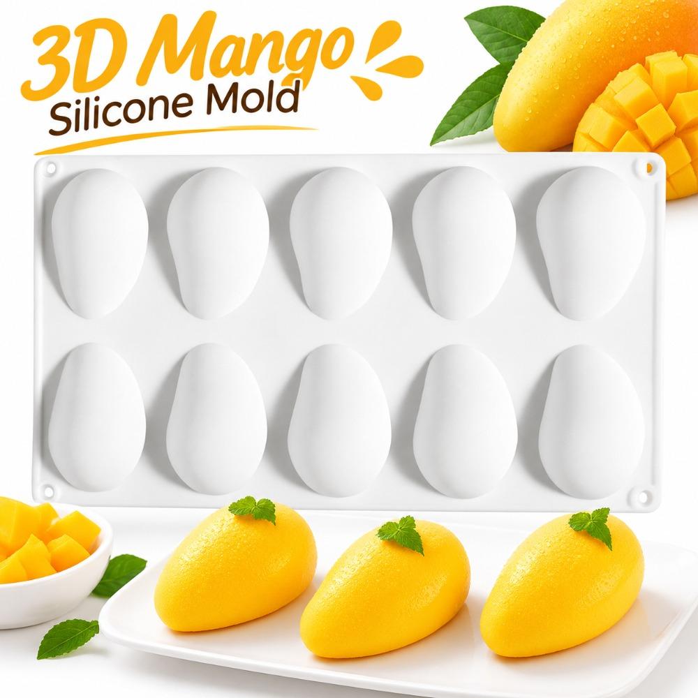 10 Cavity 3D Mango Silicone Mold Jelly Pudding Mold Chocolate Jelly Pudding Making