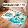 Octopus Sea Life Theme Crystal Velvet Floor Rug Personalized Custom Name Text Warm Carpet Home Decoration