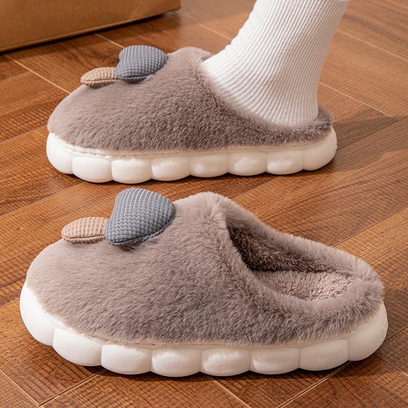 Cotton slippers home autumn and winter mushroom cotton shoes warm and non-slip wool slippers piled cotton drag couple home shoes