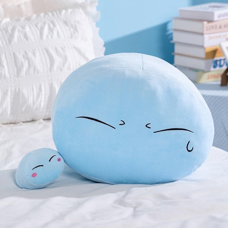 Cute Slime Plush Pillow Soft Squishy Round Expression Cushion Bun Stuffed Toy For Kids And Teens Bedroom Sofa Desk Birthday Gift