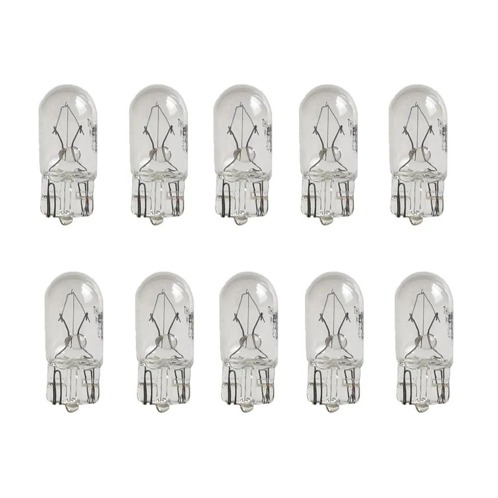 10X White T10 W5W 501 194 Clear Signal Lamp Glass 12V 5W Warm White W2.1x9.5d Single Filament Car Bulb Auto Halogen Light Blue Dome Lights 6