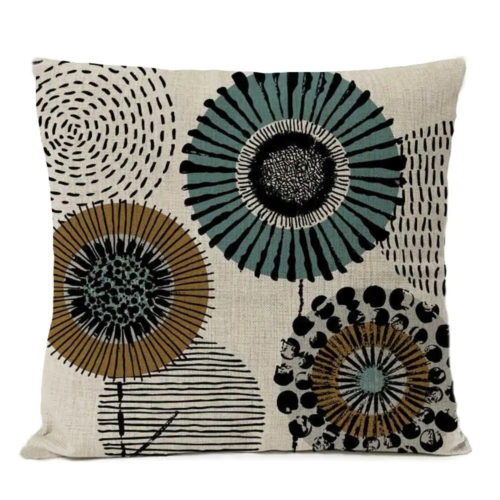 Home Decorative Throw Pillow Rustic Geometric Floral Pillow Cover Multicolor Flower Pillow Case Sofa Cushions 4545cm