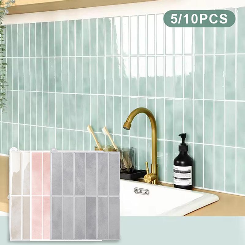 5/10Pcs Non Fading Wall Tile Stickers Peel and Stick Waterproof Oil Proof Heat Resistant for Dining Area Wall Decoration