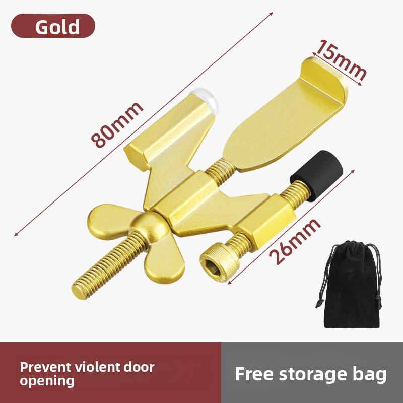 

No Drill Door Stopper Security Alarm Anti-Wolf Safety Device Portable for Women Travel Home Hotel Use золотой