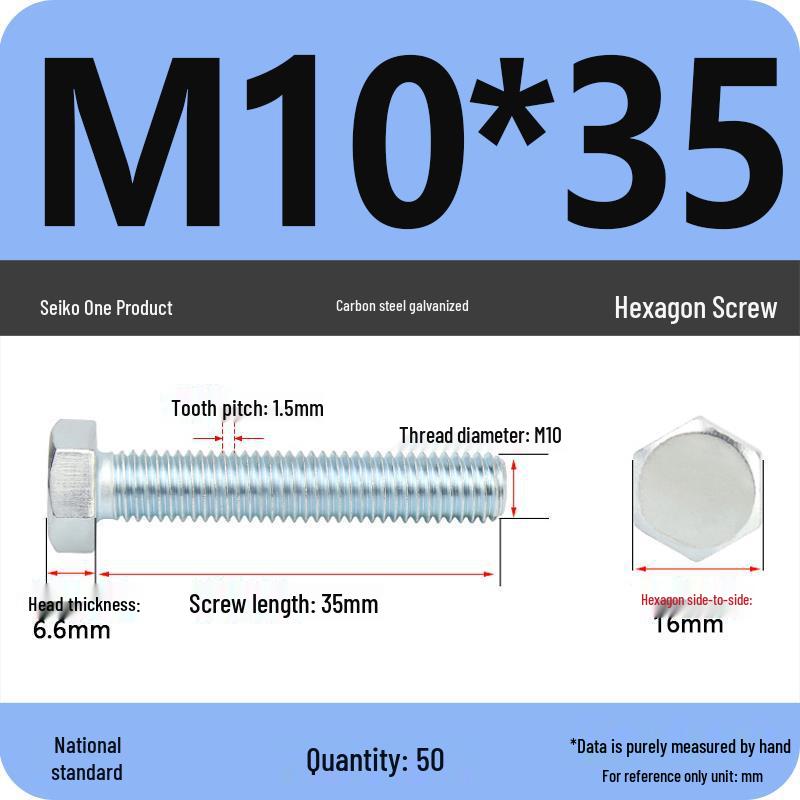 8.8 Grade Hot-Dip Galvanized Hex Bolt Nail M4-M30