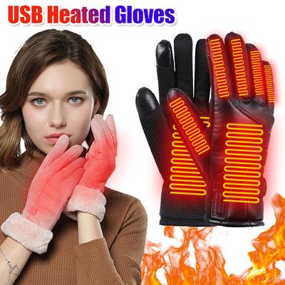 USB Electric Heated Gloves Outdoor Thermal Gloves Hand Warmer Winter Ski Gloves Motorcycle Heated Gloves Waterproof Touch Screen