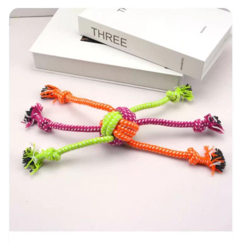 Cross-Border Candy Cotton Rope Ball: Bite-Resistant, Two-Color, Teething and Cleaning Pet Toy for Dogs and Cats.