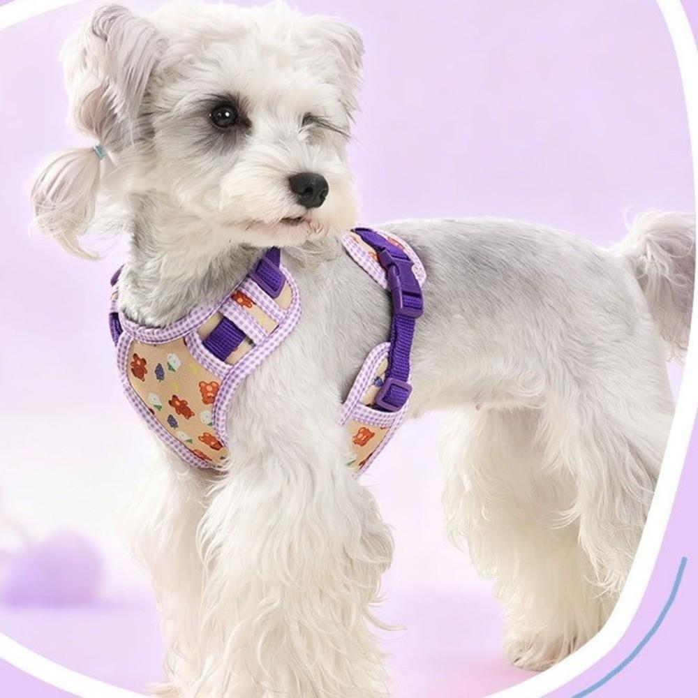 Cartoon Pattern Dog Harness Leash Set Escape-Proof Pet Walking Rope Dog Harness Vest Daily Use