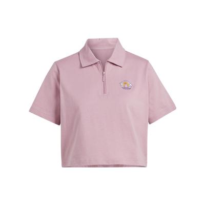 Originals Cropped Polo Shirt Cartoon Logo Embroidery Detail Sports Short Sleeve Polo Women Tops Magical-Purple Pink IN4140