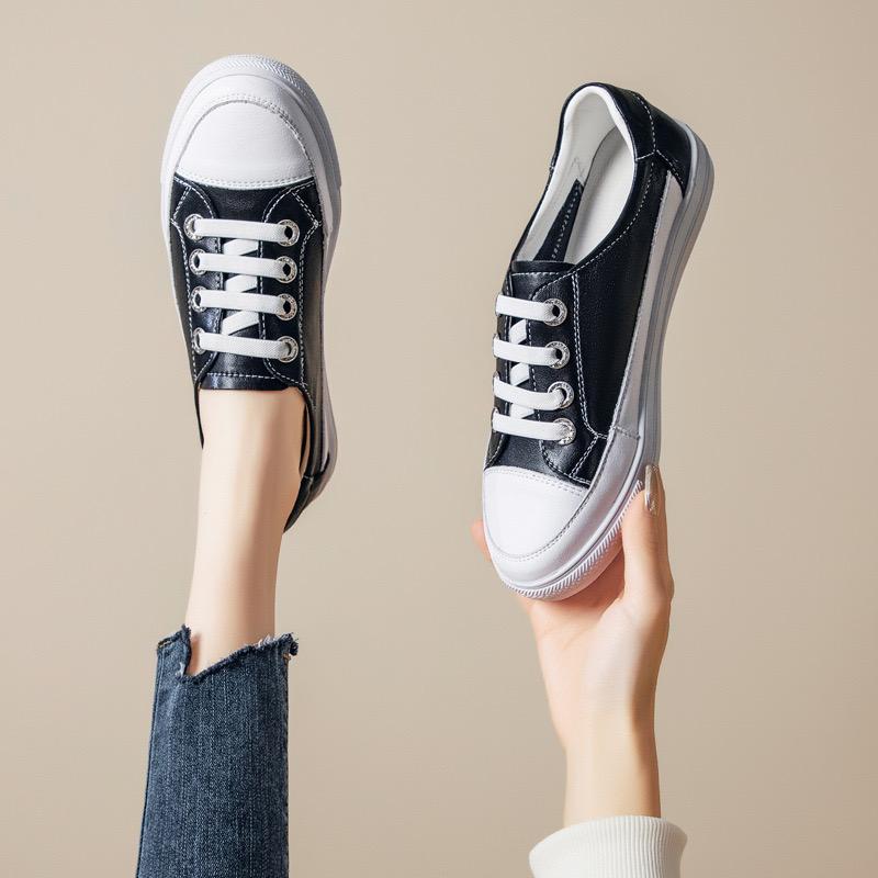 Genuine Leather Sneakers Women Luxury Large Size White Shoes for Women Fashion Canvas Shoes Platform Shoes Zapatillas De Deporte