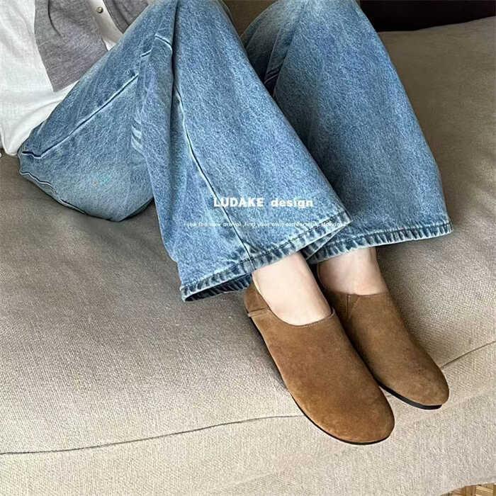 

Retro style lazy relaxation~ Minimalist leather all-inclusive thick-soled comfortable Doudou shoes 40