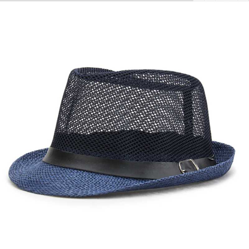 MYZOPER 2019 New Hollow Mesh Breathable Visor Fashion Straw Hat Vintage Solid Color Outdoor Summer Cap Men'S Hats