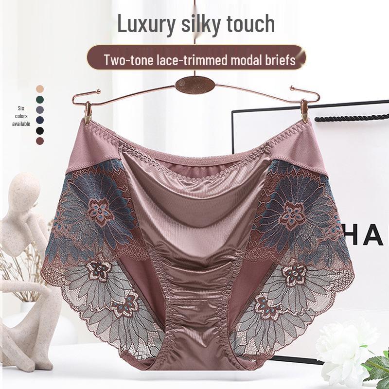 Mid-Rise Lace Hip-Lifting Panties - Comfortable, Sexy Triangle Design with Pure Cotton Crotch
