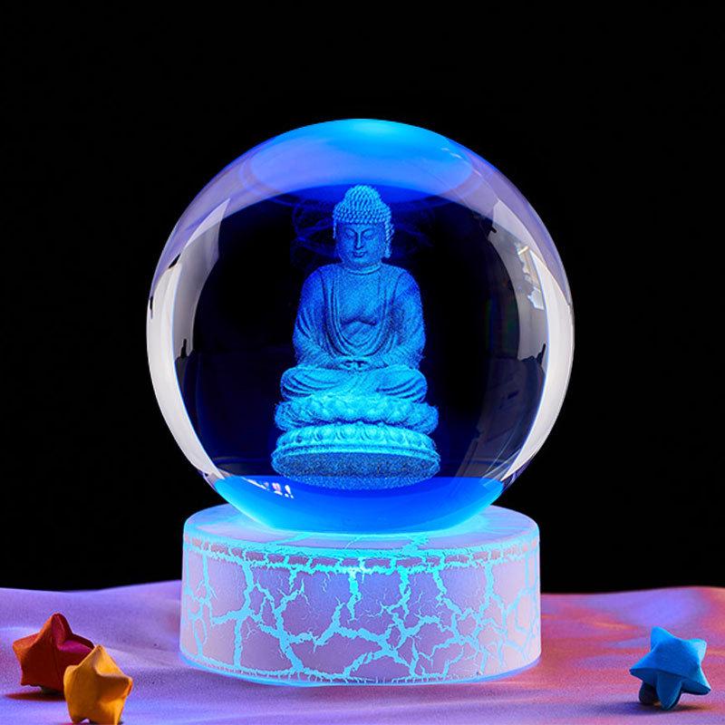Seated Buddha Romantic Crystal Night Light Gift for Girlfriend