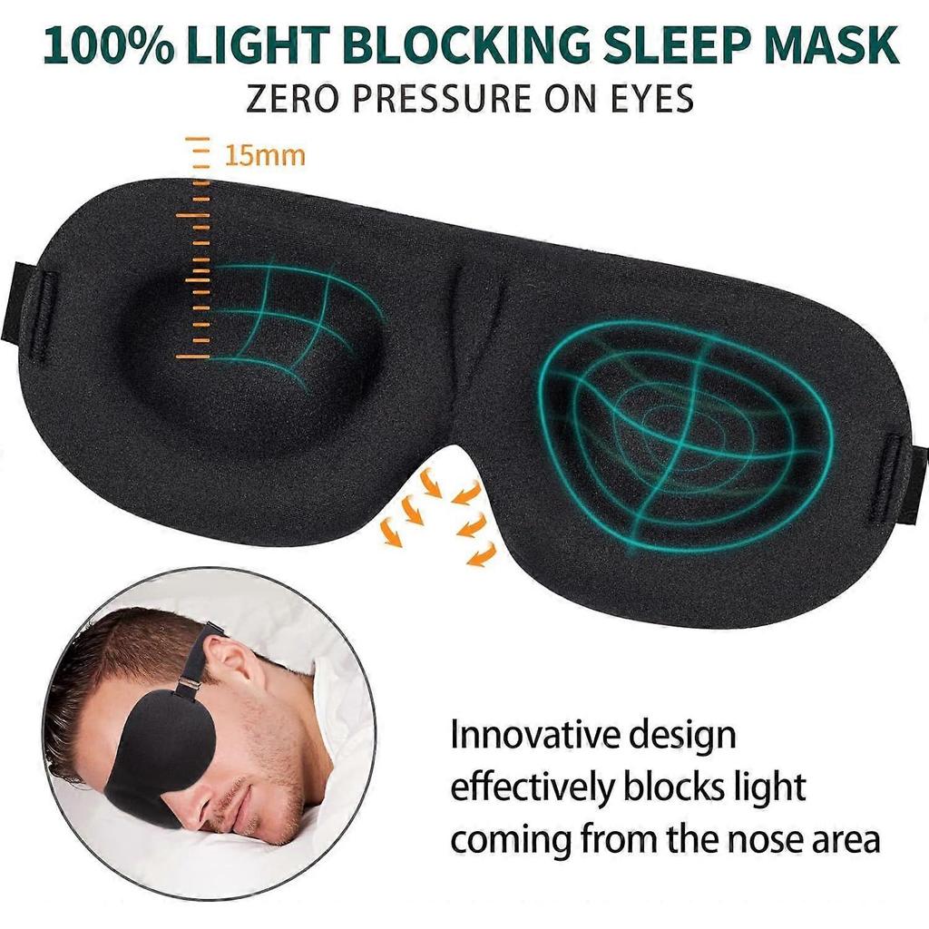 Sleep Mask for Back and Side Sleeper, Block Out Light, Sleeping Eye Mask of 3D Night Blindfold, Zero Pressure Ultralight Travel