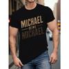 European Sizes PLUS SIZE Big & Tall Men's Summer T-Shirt - Breathable Polyester, Casual Crew Neck with MICHAEL Graphic Print, Machine Washable