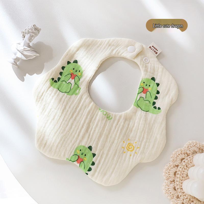 Cross-Border Six-Layer Cotton Crepe Baby Drool Bib - Pure Cotton Crinkled Gauze Marshmallow Bib