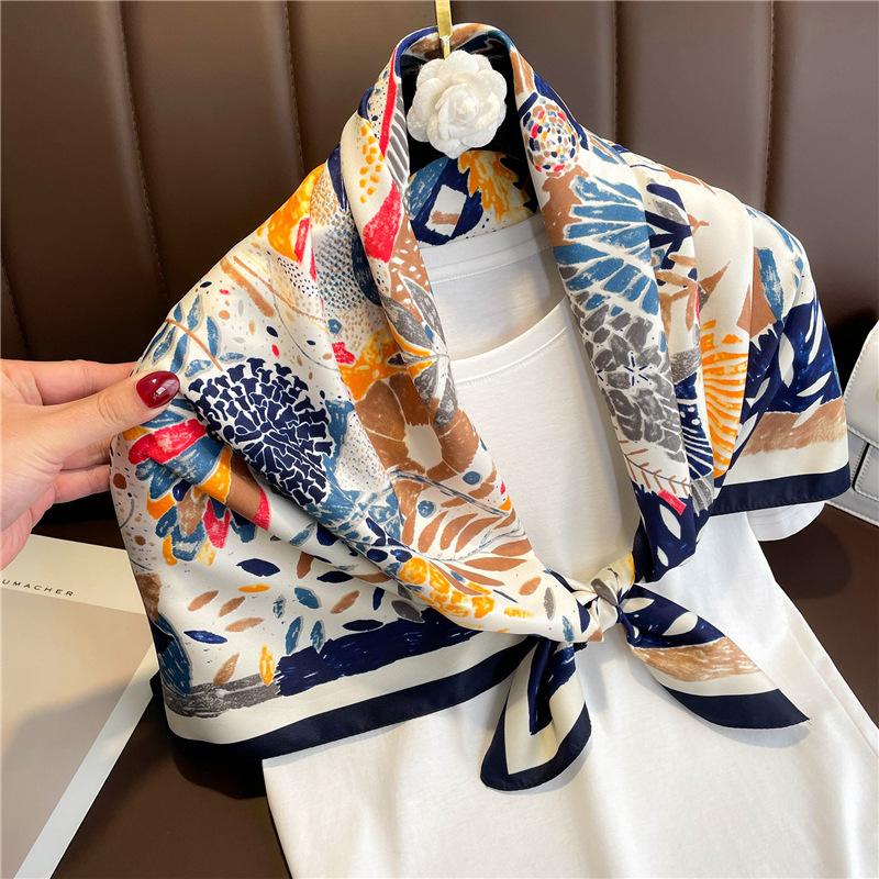 90Cm Design Luxury Twill Silk Women Scarf Sunscreen Foulard Shawl Hijab Female Hair Hijabs Wraps Neckerchief Bandanda Echarpe