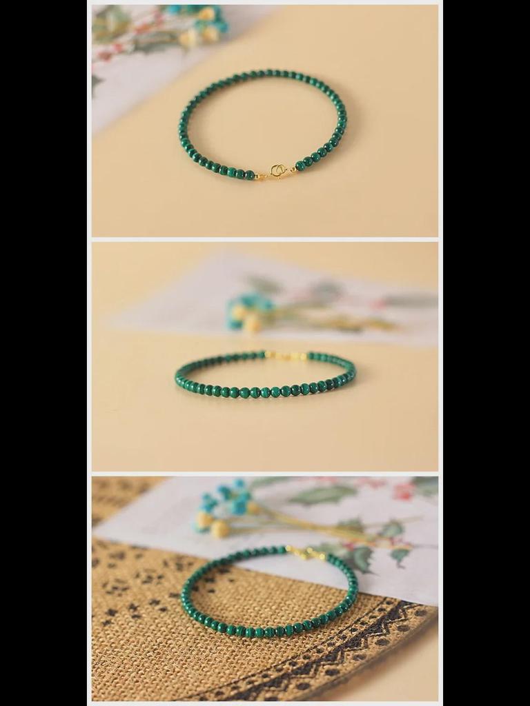 Natural Green Malachite Thin Crystal Bracelet - Cute and Fresh Design for Women