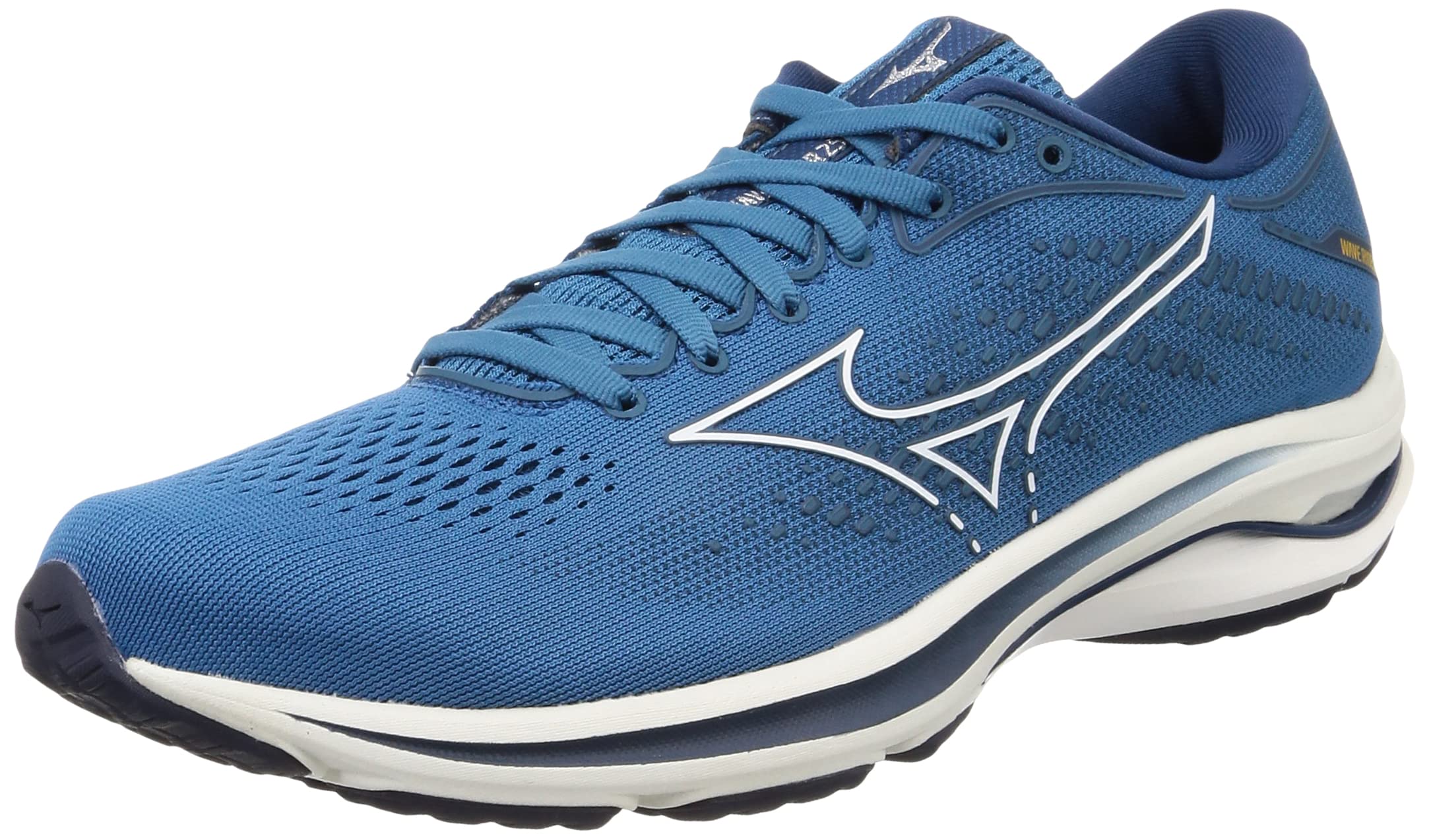 

Mizuno Wave Rider 25 Running Shoes, Lightweight, Men s, Blue/White/Navy, Size 25.5 cm, 2E, for Jogging, Marathons, Sports, and Training