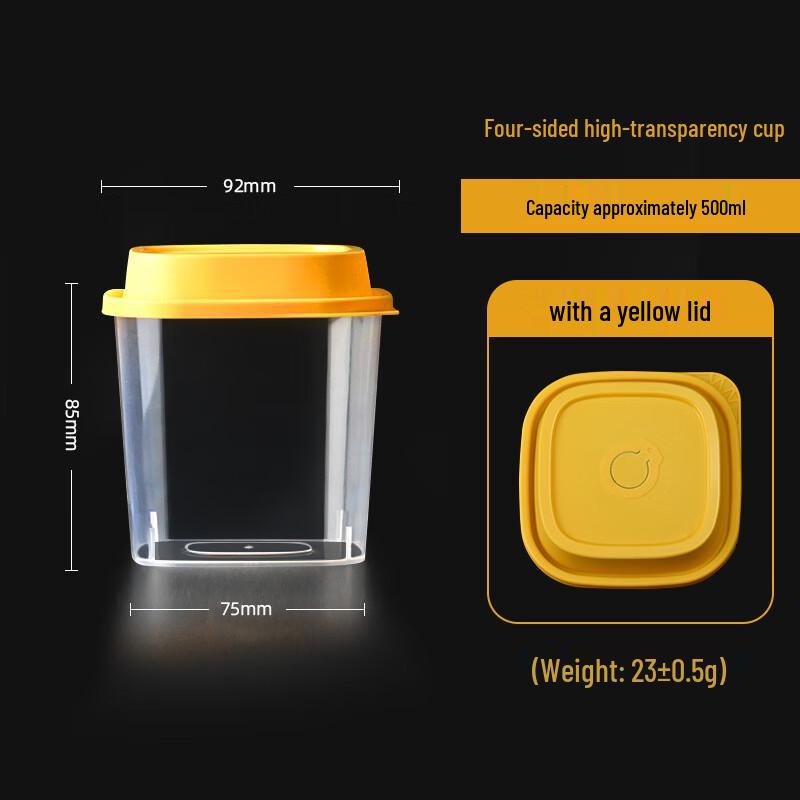 Disposable Frosted PP Square Takeaway Cups with Lids