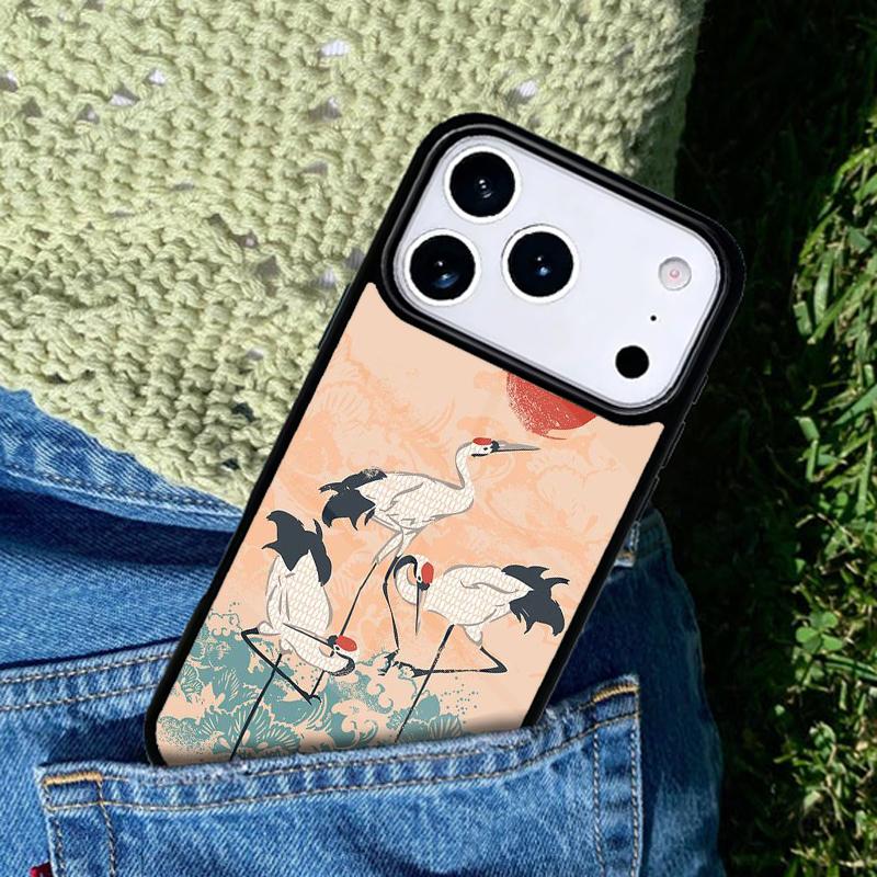 Red-crowned Crane Bird Soft Phone Case For iPhone 17 AIR 16 Pro Max 15 14 Pro 11 12 13 Shockproof Silicone Cover