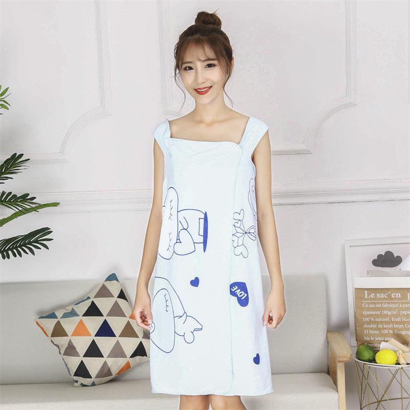 Women's Cartoon Print Anti-Exposure Bath Skirt Towel - Versatile Wear for Beach, Beauty Salon, and Steaming