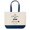 Tote Bag - PLANETEE - Bazar D'un Kevin D'amour - Fond Bleu - Coton - 40x45 Cm