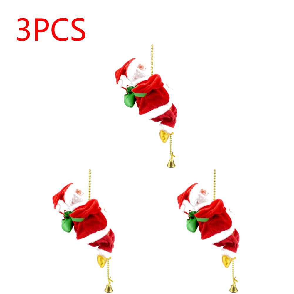 1-3Pcs Battery Operated Rope Climbing Santa Claus Musical Toys For Christmas Tree Hanging Pendant Ornament Decor X-mas Decors
