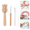 4 Pegs Wooden Knitting Fork With Bent Tip Knitting Hook and Sewing Needle For Scarves Blanket Hat Bag Home Decoration