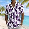 Hot Selling Men's Semi-circular Printed Short Sleeved Summer Casual Vacation Shirt, Loose Top