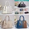 Trendy Women's Three-layer Tote Bag In Black Beige Blue Pink Green Khaki With Stylish Prints
