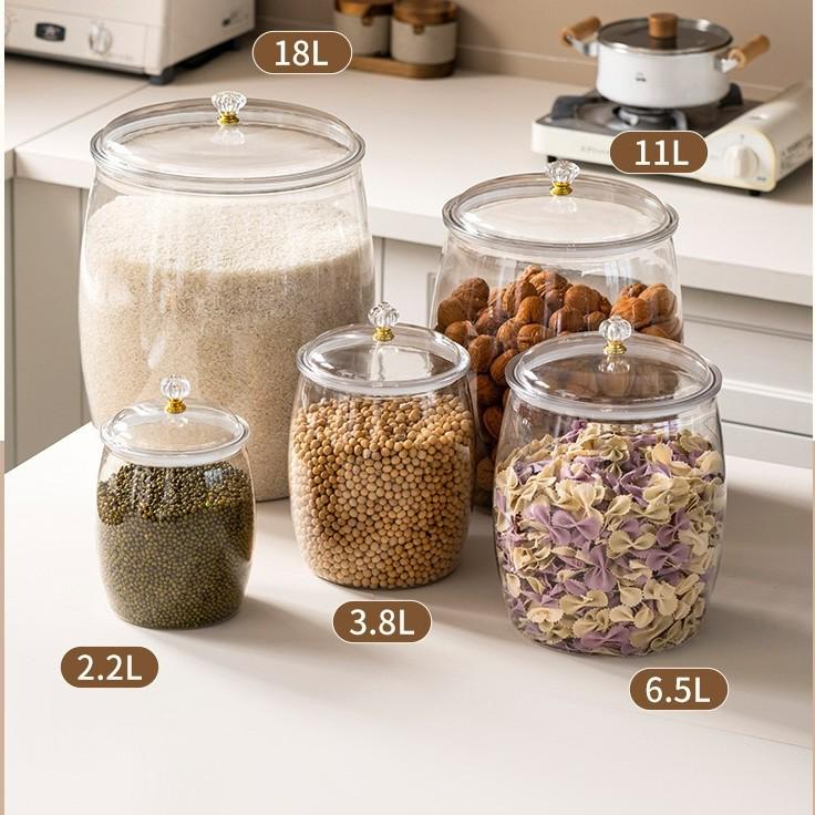 Large Capacity Food-Grade Transparent Jar - Moisture & Insect-Proof Storage for Rice, Kimchi, Grains, Cereals, & Dried Goods