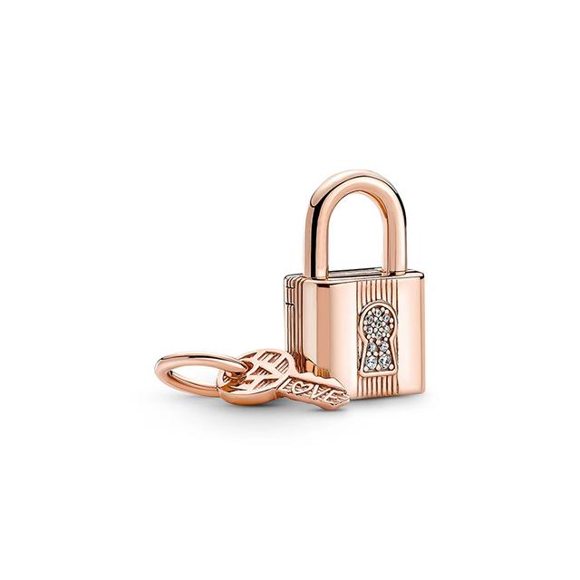 New Copper Rose Gold Lock Love Bow Tree Safety Buckle Charm Bead Fit For Bracelet Necklace Diy Women'S Boutique Jewelry