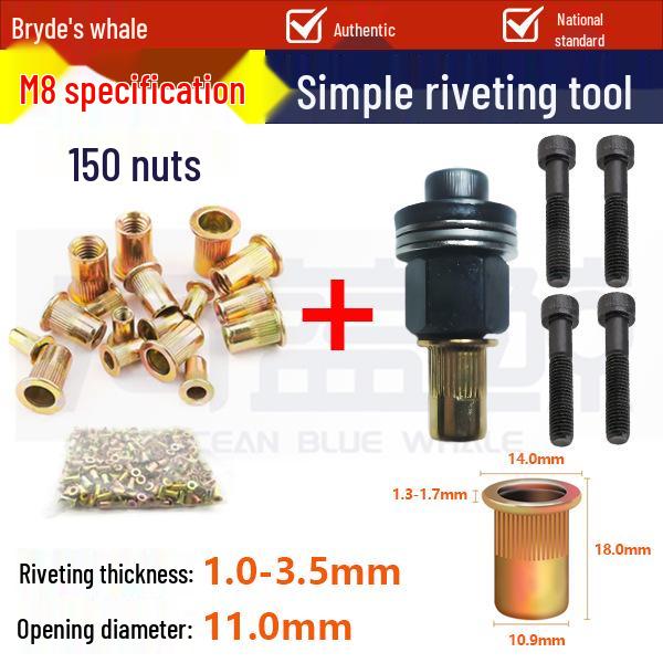 Pop Rivet Nut Tool for License Plates & Sheet Metal – Manual Flat Head Pull Nut