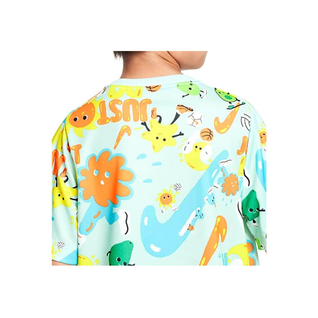 Nike Letter Pattern Printed Round Neck Loose Short Sleeve T-Shirt Kids Tops Ice-Blue FQ0705-346