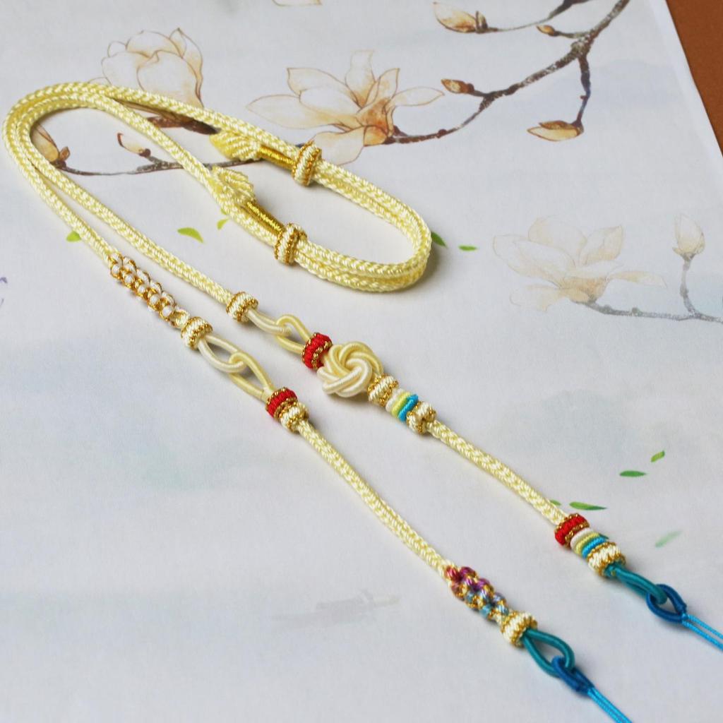 High-End Handmade Eight-Strand Woven Necklace with Adjustable Gold Amber Jade Pendant