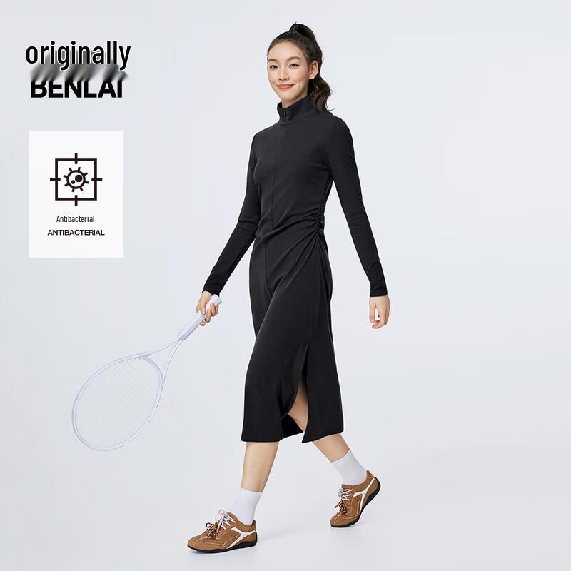 

BENLAI Women s Antibacterial Stand Collar Long Sleeve Slim-fit Dress BNM750008 L