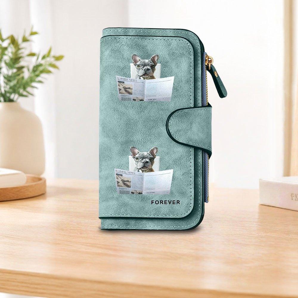 French Bulldog Long Zipper Wallet, Large Capacity Card Holder, Unisex Clutch Bag, Fashionable Zipper Coin Purse, Suitable for Daily Use, A Great Gift