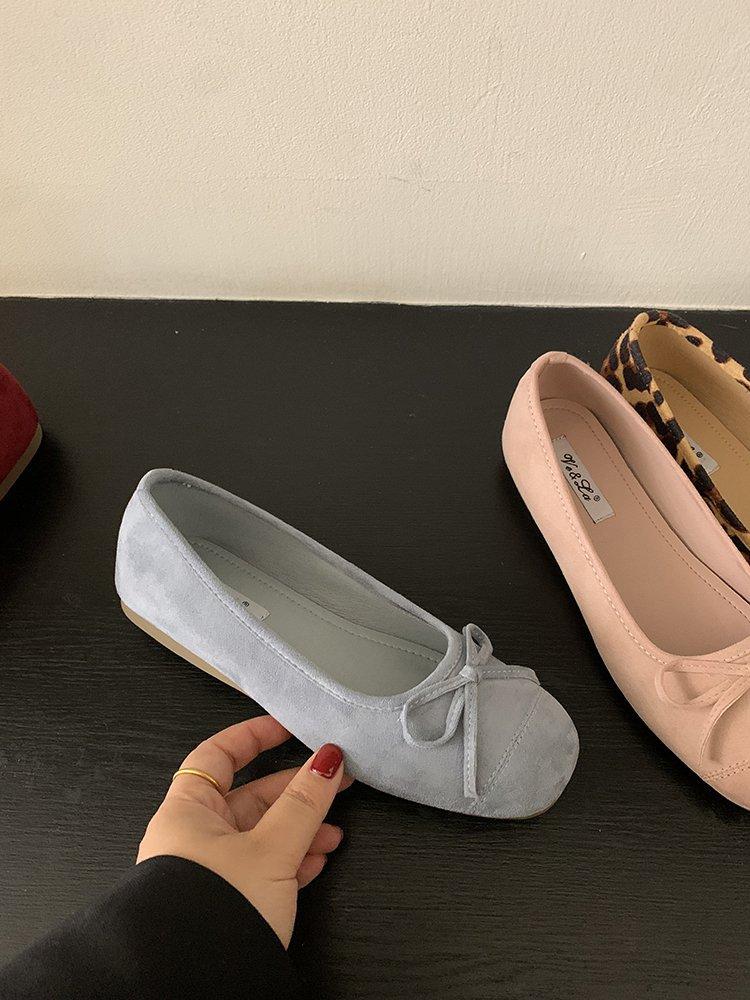 Evening wind shoes French bow blue small single shoes flat ballet shoes early spring new soft-soled women's shoes ladyshoes
