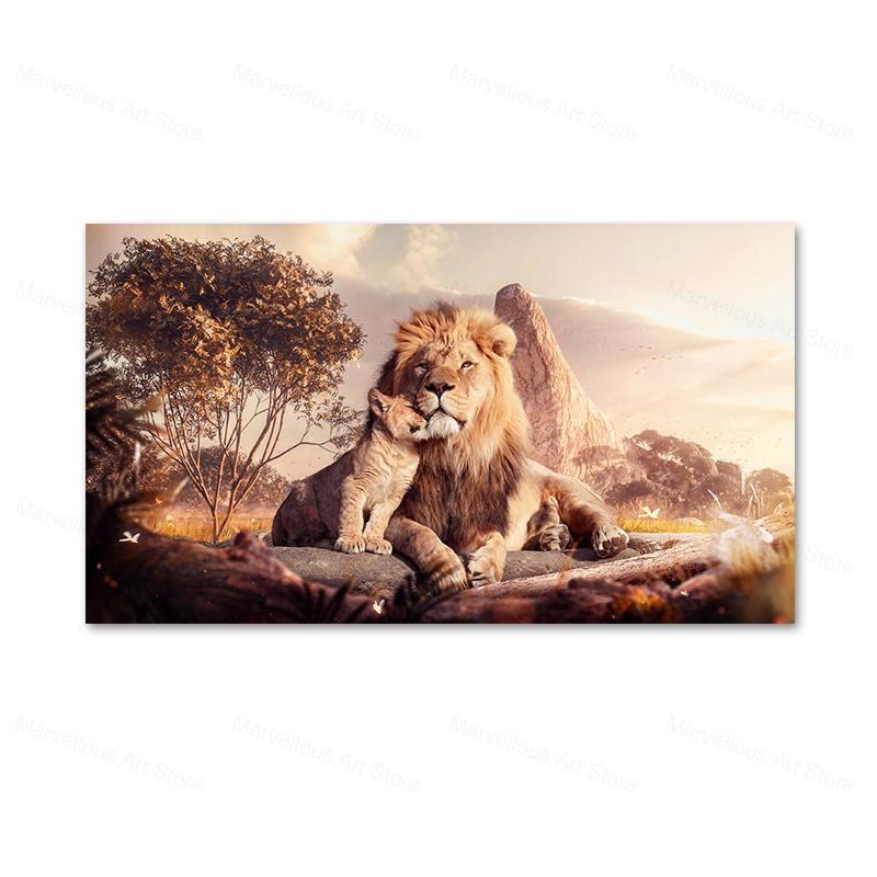 

Современные постеры и принты на холсте с изображением диких львят, коричневые картины на холсте с изображением животных, настенная живопись для украшения гостиной и дома 60x80cm No Framed