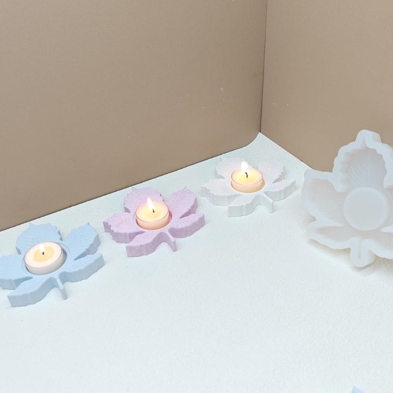 Maple Leaf Candle Holder Mold DIYs Candlestick Silicone Mould Aromatherapy Plaster Gypsum Cement Craft Home Decorations